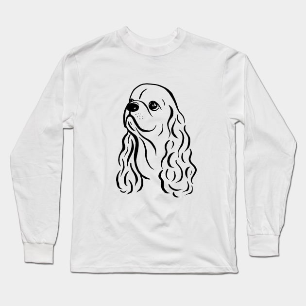 American Cocker Spaniel (Black and White) Long Sleeve T-Shirt by illucalliart